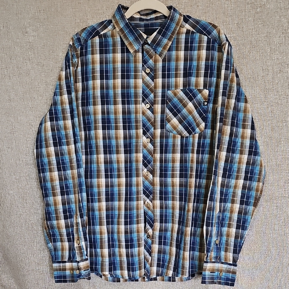 Marmot Men's Plaid Shirt in Blue and Tan